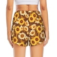 thumbnail image 2 of Lsque Vintage Wood Grain Sunflower B Printed Women's Running Shorts with Liner Pockets,Elastic Quick Dry Workout Athletic Gym Yoga Shorts,Womens High Waist Shorts-Medium, 2 of 9