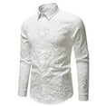 thumbnail image 3 of IYTR Men's Slim Fit Floral Pattern Texture Long Sleeve Dress Shirts Button Down Business Casual Lapel Shirt (White,XL), 3 of 7