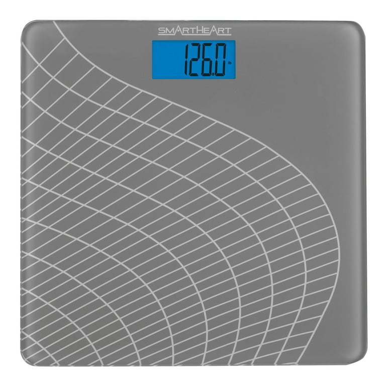 SmartHeart Talking Digital Scale, Audible results in English (lbs/kg) or  Spanish (kg, 438 lbs / 199 kg Capacity, Tempered Glass Auto-On