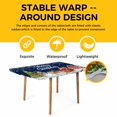 thumbnail image 4 of Navy Blue Christmas Table Cloths for 3 Foot Rectangle Tables, Santa Snowman Snowflake Elk Xmas Tree Patio Waterproof Elastic Fitted Tablecloths, Washable Rectangular Table Cover for Camping, 4 of 8