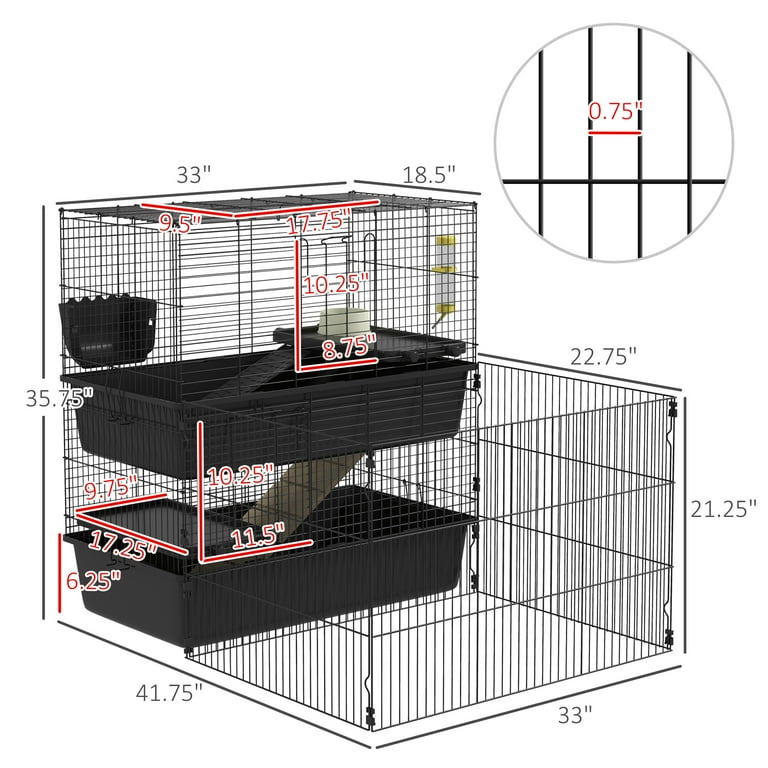 PawHut Small Animal Cage with Playpen for Guinea Pig Hedgehog Bunny