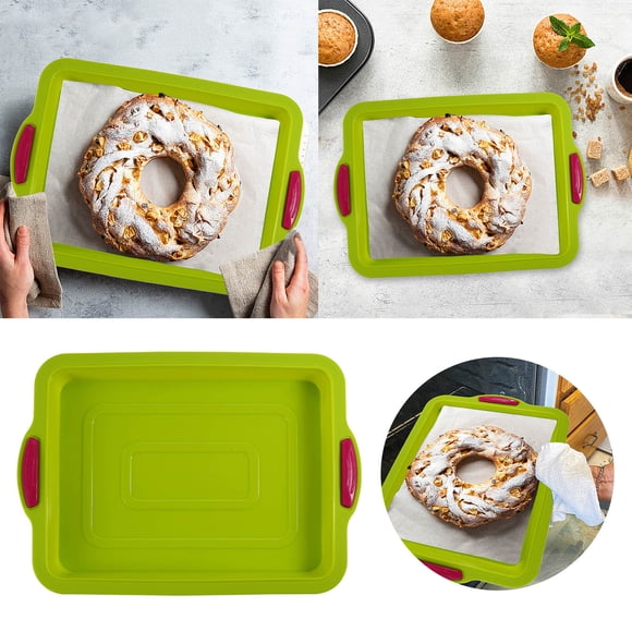 SHAGUOZHOU Rectangle Non Stick Cake Bread Silicone Baking Tray Pan DIY Bakeware Tool 8x8 Baking Dish Pizza Rack for Baking Pizza Toaster Oven Pan