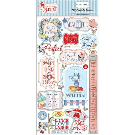 Company Chipboard - Company Practically Perfect 6x13 Chipboard Phrases, Practically perfect 6x13 chipboard phrases By Carta Bella Paper