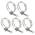 thumbnail image 1 of Uxcell 5 Pcs Abrazaderas de Manguera de Doble Alambre 46-51 mm Acero Inoxidable 201, 1 of 6