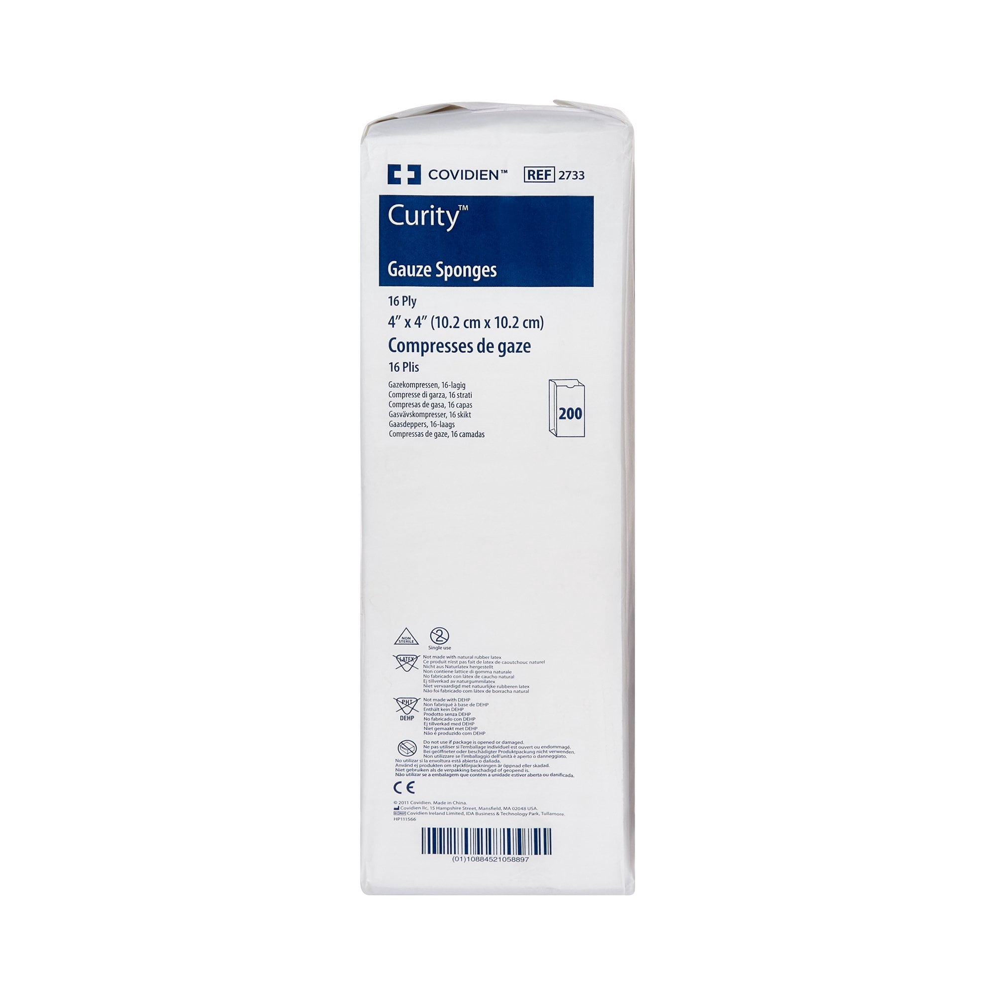 Curity Gauze Sponge, Non-Sterile, 16-Ply USP Type VII Gauze Sponge, 4 in x 4 in, 200 per Pack, 10 Packs, 2000 Total