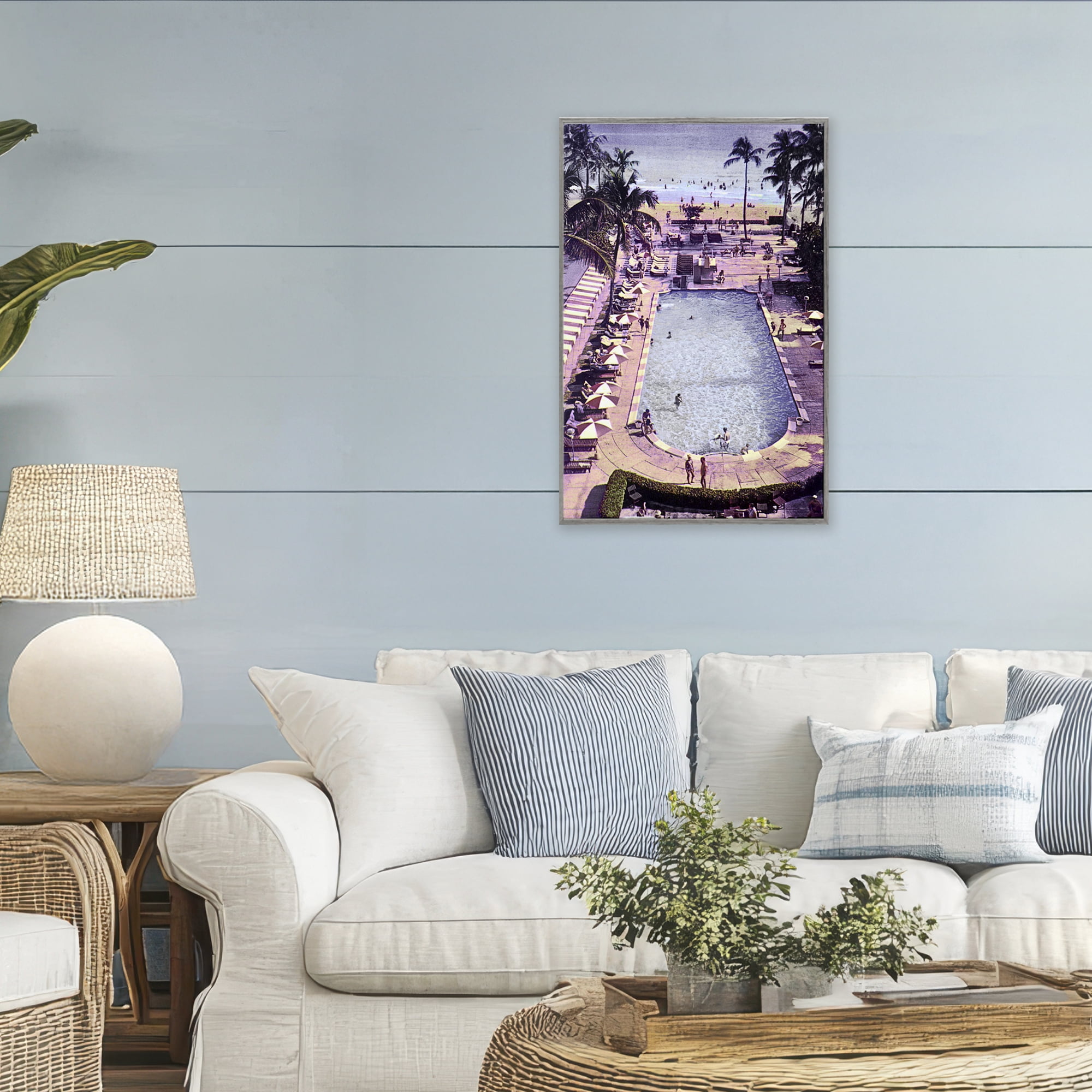 Stupell Industries Vintage Miami Sands Gray Framed Giclee Art, design by Grotto Studios