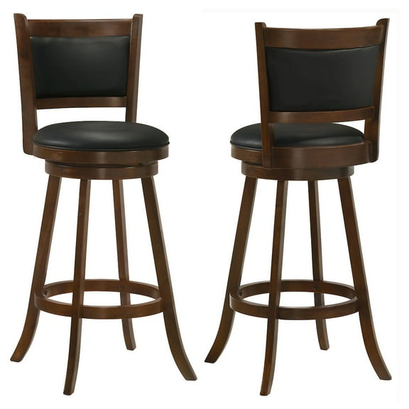 Plethoria Home Transitional Chestnut Wooden Swivel Stools (Set of 2)