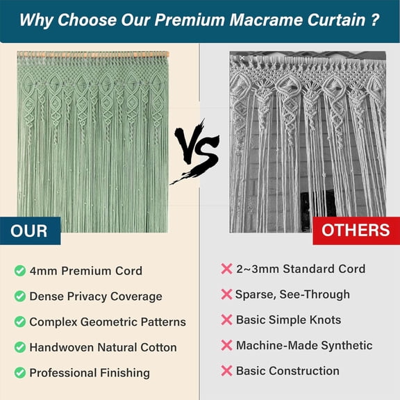 Premium 4mm Thick Macrame Door Curtain - Handcrafted Light Sage Green Boho Room Divider - Extra Dense Privacy Screen - Doorway Hanging Decor 40" x 80"$$Home Decor, Kitchen, & Other