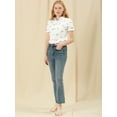 thumbnail image 2 of Blusa de algodón Allegra K Volantes Cuello Vuelto Blanco M, 2 of 6
