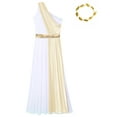 thumbnail image 6 of Aislor Womens Ancient Greek Roman Toga Costume Overlay Dance Dress with Headwear for Halloween Party Champagne 3XL, 6 of 7