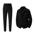 thumbnail image 7 of Kalauyu Two Piece Outfit Sets for Men Long Sleeve Button Down Shacket Jacket and Drawstring Jogger Pants Matching Set Casual Walking Suit, 7 of 7