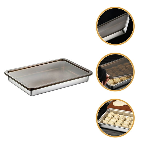 GOOHOCHY  Dumpling Box Food Storage Container Keeper Large Fridge Dark Brown