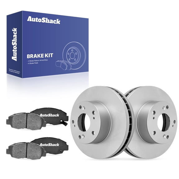 AutoShack Front Vented Coated Brake Rotors   Ceramic Pads 6-PC Brake Kit Replacement for 2006-2011 Honda Civic ArmorStop 10.3" (261.5 mm)