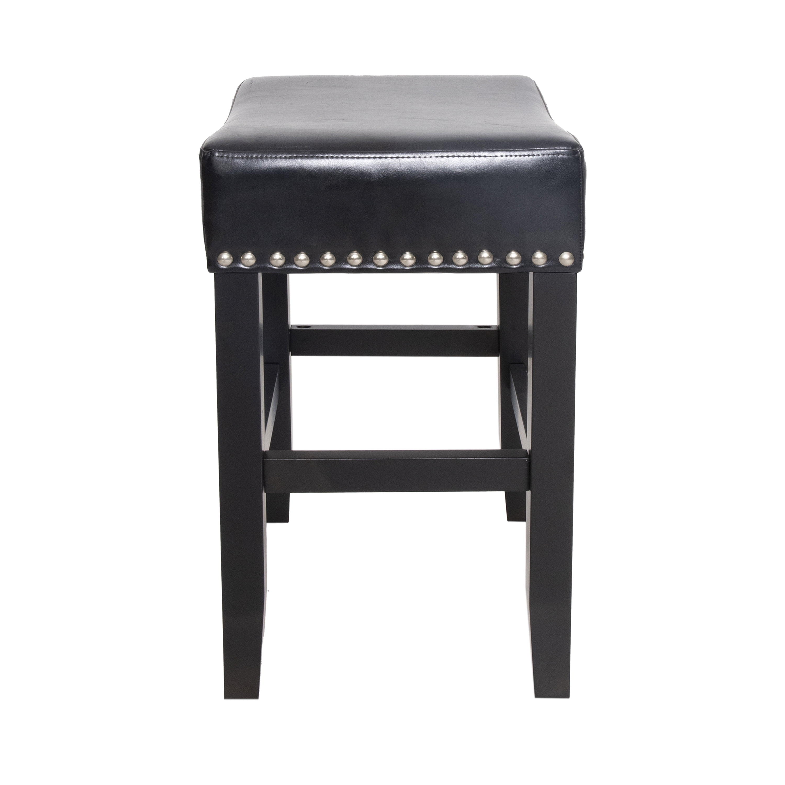 Noble House Lonnie Indoor Black Bonded Leather Backless Counter Stool