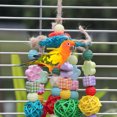 thumbnail image 4 of Parrot Toys, Bird Block Knots Tearing Toy With Hooks And Adjustable Ropes, Colorful Acrylic Beads, Solid Wood Blocks For Macaw, Cockatoos, African Greys Parrot, 4 of 7