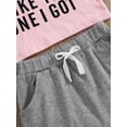 thumbnail image 5 of Toddler Baby Girl 2Pcs Outfit 1T 2T 3T 4T 5T Girls Summer Clothes Short Sleeve Letter T Shirts Tops +Solid Color Shorts Set, 5 of 7
