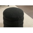 thumbnail image 4 of Boucle Round Ottoman, Upholstered Footrest Stool Compact Size Footstool for Indoor Living Room Bedroom Doorway, Weight Capacity 250lbs, Black, 4 of 9