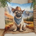 thumbnail image 3 of Welcome Fall Western Cowboy Pug Enjoys Majestic Autumn Quilt Blanket Dog Lover Gifts Cozy Comforter Throw Blanket - 01007, 3 of 5
