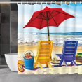 thumbnail image 3 of Summer Shower Curtain Sets - Sea Beach Recliner Bathroom Curtain, Waterproof Polyester Fabric Bath Decoration with 12 Hooks, 71 x 71 Inch, 3 of 6