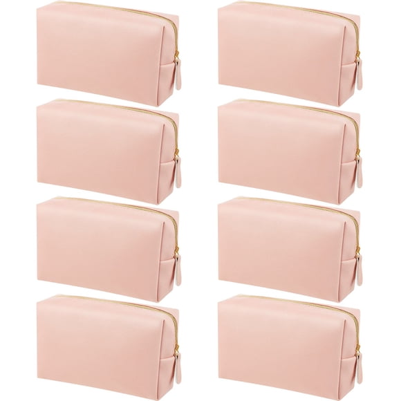 Bolsa de maquillaje Dunzy de piel sintética impermeable para cosméticos, color rosa