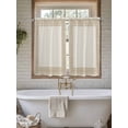 thumbnail image 6 of Beige Geometric Tier Curtains 45 Inches Long, Brown Greek Key Design Burlap Modern Art Window Treatment Curtain Drapes, Window Half Privacy Curtains for Bedroom Bathroom, 42"x45", 2 Panels, 6 of 7
