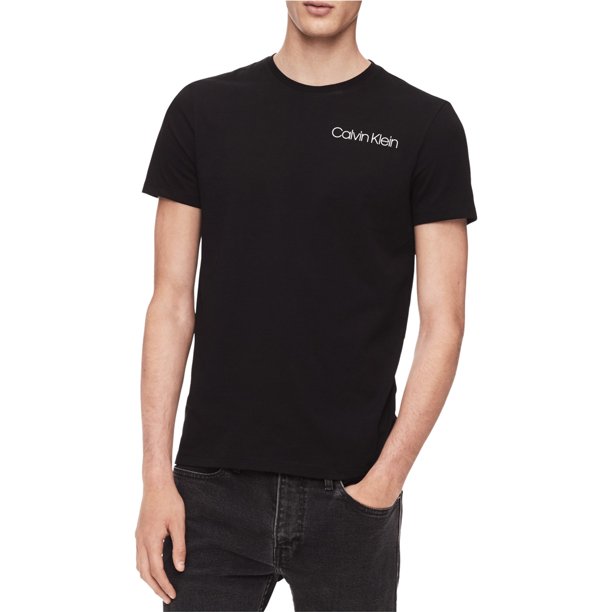 Camiseta Básica de Algodón Calvin Klein para Hombre Color Negro Extragrande