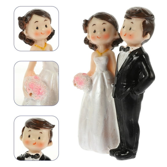 HIAKDOFT 1Set Small Bride And Groom Figurines Resin Wedding Decor Dolls For Bridal Shower