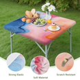 thumbnail image 4 of Blue Pink Orange Marble Square Fitted Tablecloth with Elastic Edge,Square Table Cover,Washable Elastic Table Cover for Home Kitchen Party Decor 34"x34", 4 of 6