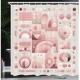 thumbnail image 3 of Ambesonne Pink Shower Curtain, Mid Century Modern Rounds Boho, 69"Wx70"L, Dried Rose Grey Yellow, 3 of 4