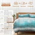 thumbnail image 6 of Abstract Teal Duvet Cover Set Twin Size, Grey Gradient Mottled Graffiti Retro Modern Art 4 Piece Soft Microfiber Bedding Set with 1 Duvet Cover, 1 Flat Sheet, 2 Pillowcases, 6 of 9