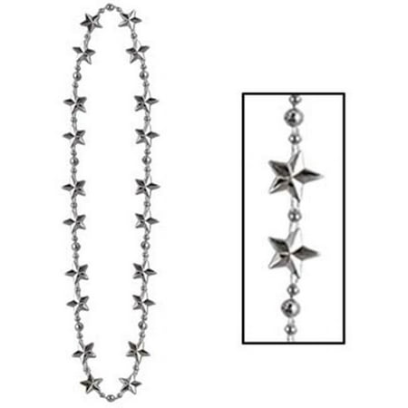 Silver Star Bead Beaded Party Celebration Favor Necklace Costume Accessory