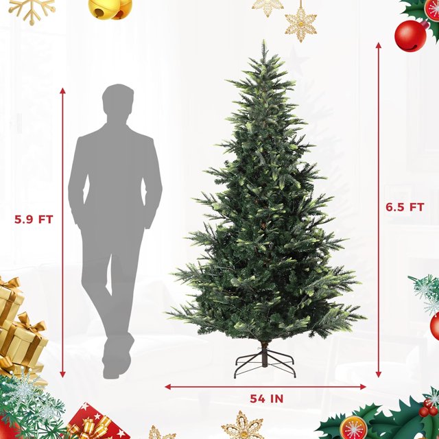 PVC & PE Pre-Lit Xmas Tree with Warm White LED Lights - Automatic Branches for Elegant Holiday Décor