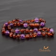 thumbnail image 4 of Amberalia knotted Baltic Amber Necklace with Amethyst, GIA Certificated - for natural remedies - Boost immune System - Cognac-Amethyst 12.5”, 4 of 7