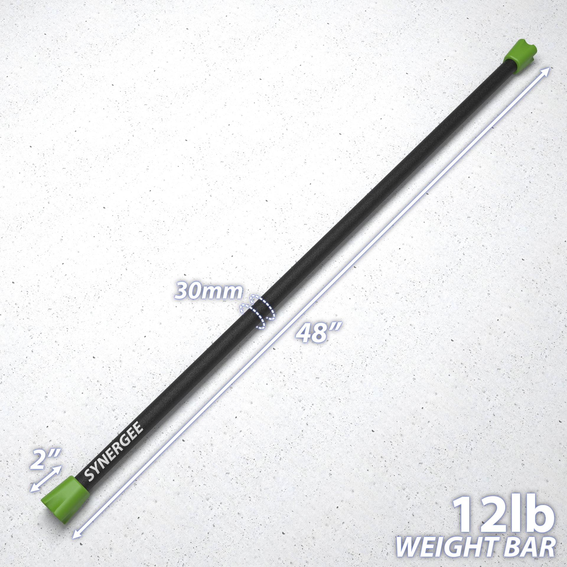 Synergee Workout Bar - 12lb - Padded Weighted Bars – Body Bar Toning Exercises, Strength & Condition