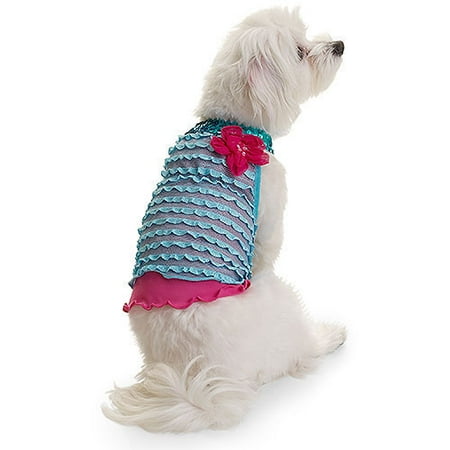 Lulu Pink - Turquoise Ruffle Halter Dress