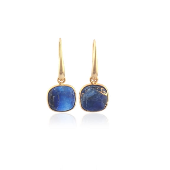 Zeva jewels Sapphire jade copper turquoise Gemstone Gold-plated Hoop Earring For Women's Bithday Anniversary Engagement Gift