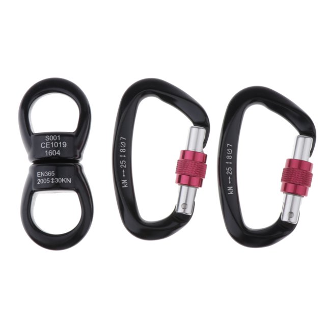 Columpio giratorio, polea 30KN, accesorio para colgar dispositivo giratorio más seguro con mosquetones para columpio de árbol web, danza aérea, hamaca Sunnimix Gancho de anillo giratorio giratorio 30KN