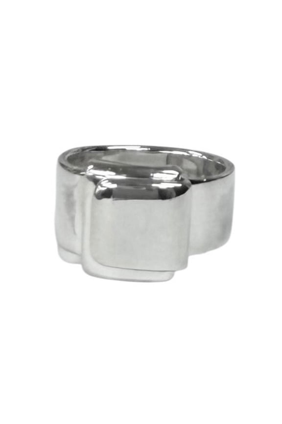 Pre-Owned HERMES Vintage 925 Folding Ring, Silver, Size 48, Weight 7.3g, Women's
