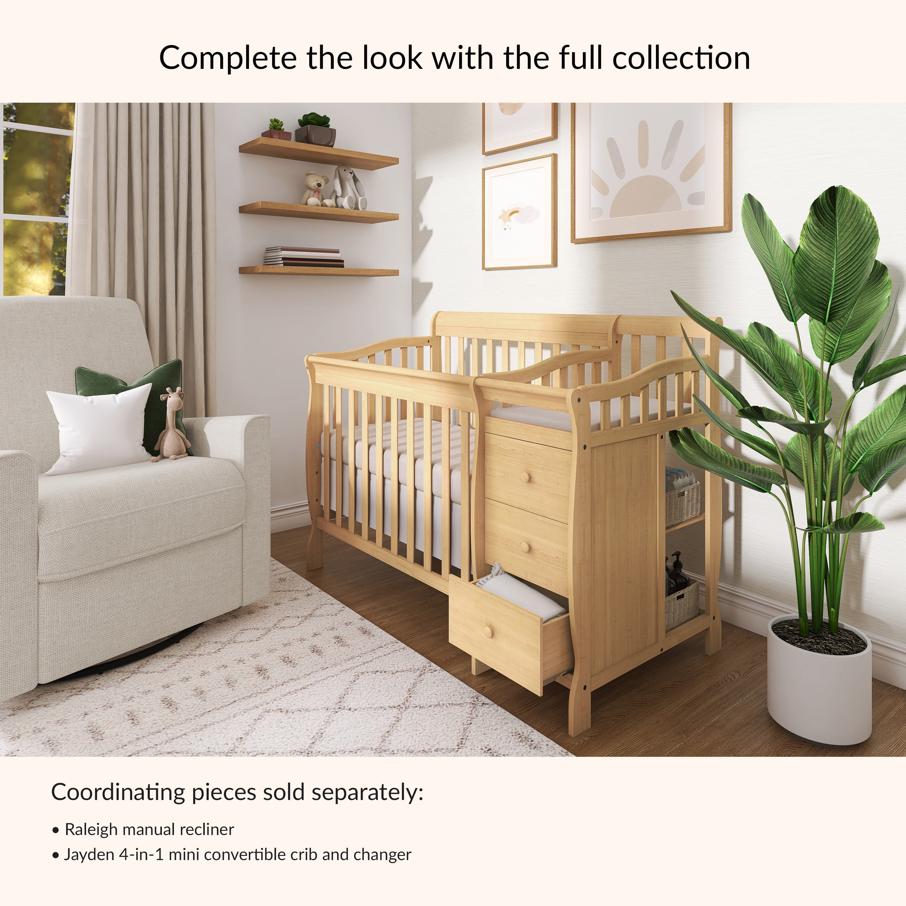 Dream On Me Jayden 4-in-1 Convertible Mini Crib and Changer