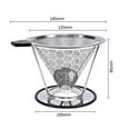 thumbnail image 2 of Reusable Coffee Filter Stainless Steel Holder Metal Mesh Funnel Baskets Brew Drip Coffee Filters Dripper Drip Coffee Filter Cup, 2 of 4