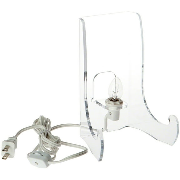 Plymor Clear Acrylic Lighted Flat Back Easel With Shallow Support Ledges, 7.5" H x 5.375" W x 4.25" D
