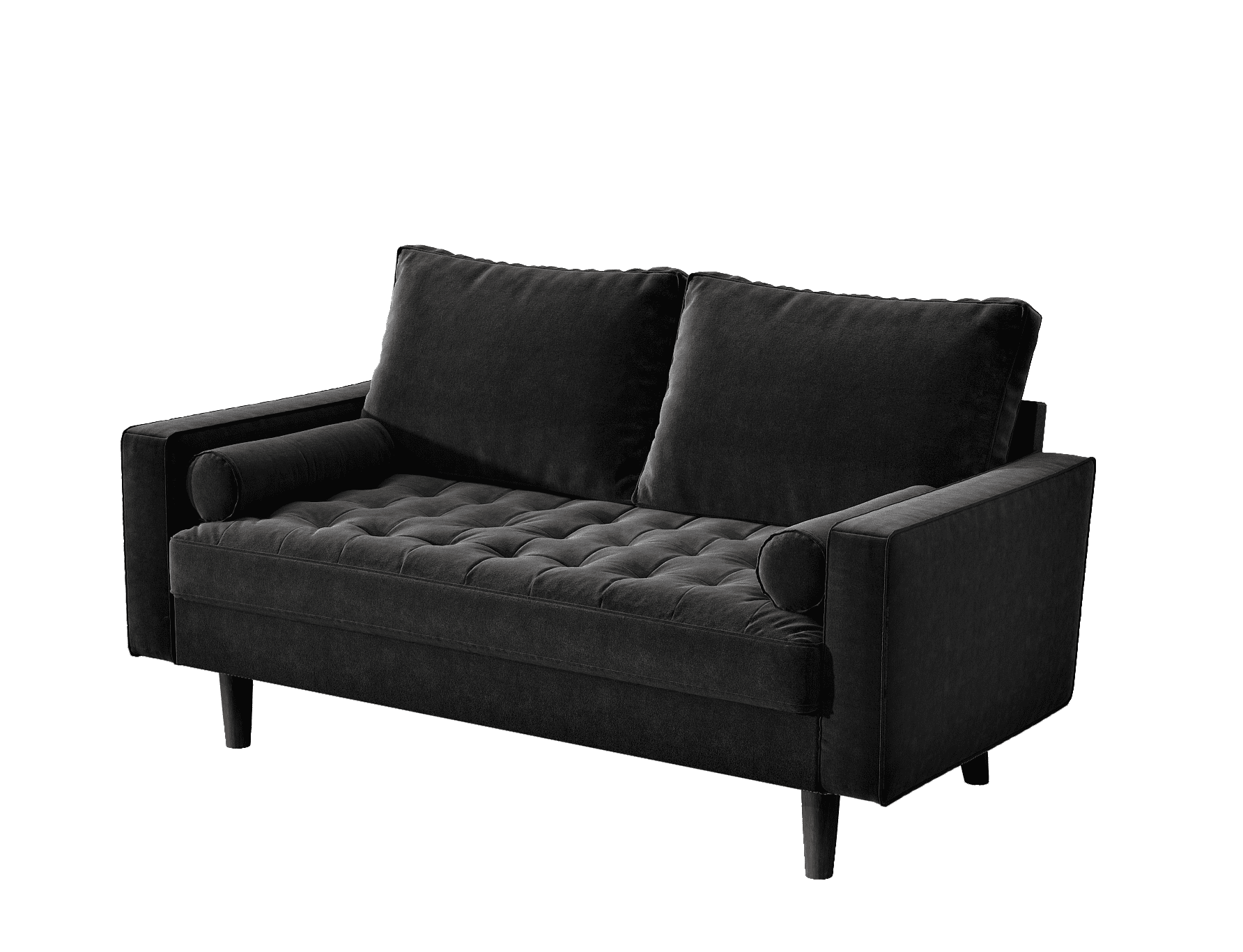 US Pride Furniture Mac Velvet 2 Seater Living Room Loveseat, Black