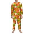 thumbnail image 3 of Sikiie Cartoon Pumpkins Mens Pajama Set, Soft Warm Long Sleeve Sleepwear, Cozy Button-Down Pjs for Men-Medium, 3 of 7