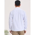 thumbnail image 3 of DARING DIVA Men's Striped Button Down Long Sleeve Stretch Shirts M Light Blue, 3 of 7