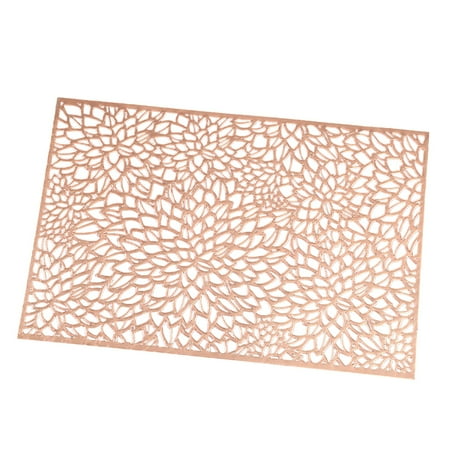 

Dinning Table Set Fashion Hollowed Out Flower Bronzing Placemats Insulation Deformation Afternoon Tea Rectangular Placemats*6pcs Coffee Table Mats Set