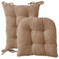 thumbnail image 2 of Sweet Home Collection 2 Piece Velvet Ribbed Non Slip Rocking Chair Cushion Set Taupe, 2 of 3
