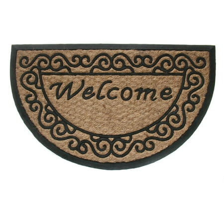 Scrolled Flat - Geo Crafts Tuffcor Flat Weave Panama Half Round Scroll - Welcome Doormat