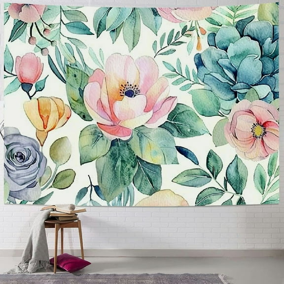 JRXY  Succulent Tapestry Wall Hanging, Floral White Plants Bohemian Boho Hippie Wall Decor Poster Home Decor for Bedroom, Dorm, College, Living Room Painting
