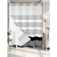 thumbnail image 4 of Black Stripe No Hook Shower Curtain Waterproof, Bathroom Curtains with Snap in Liners and See Through Top Window, Modern Rustic Horizontal Black Striped Hotel Style Bathtub Curtains Shower 66"Wx72"L, 4 of 8