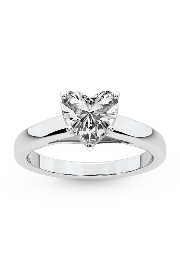 IGI Certified 2 Carat Heart Shape Lab Grown Diamond Engagement Ring | 14K White Gold | Allen Flat Band Solitaire Lab Diamond Ring | FG-VS2-VS2 Quality Friendly Diamonds